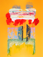 2017, acrylic and gouache on synthetic paper, 19.5" x 27.5", $2000 Suchitra Mattai - there's a rain cloud in my garden, if I only had a garden
