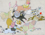 Acrylic/charcoal, graphite on panel, 20” x 16” Jennifer Davis - Hightail