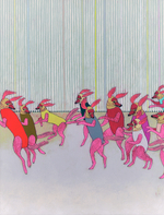 Acrylic, charcoal & graphite on panel, 12” x 16” Jennifer Davis- Running