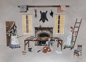 2021, watercolor and gouache on paper, 40 x 29 inches. Defend by Katy Horan