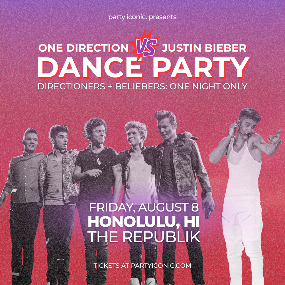 ONE DIRECTION VS JUSTIN BIEBER DANCE PARTY (1080 x 1080 px).png