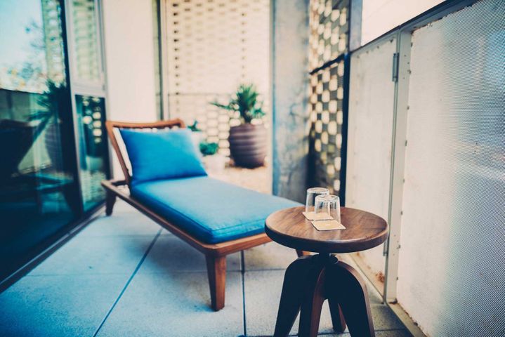 Poolside suite balcony