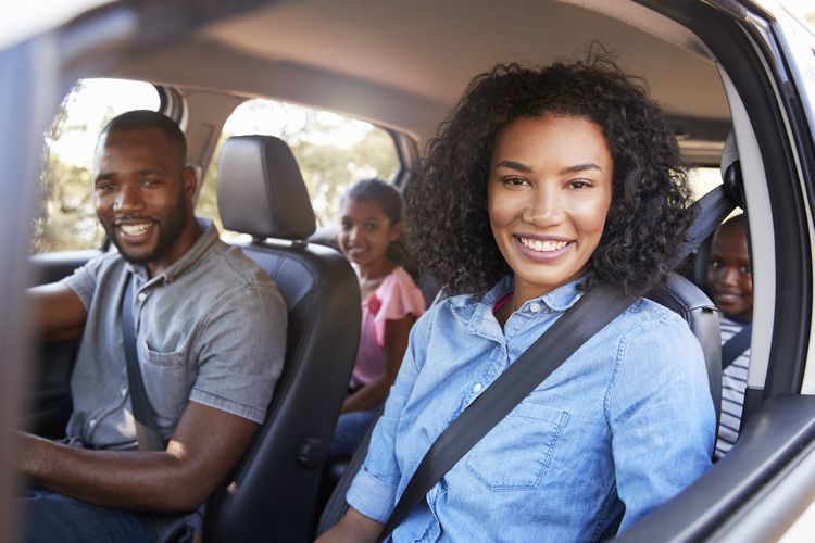 Family in a car Curbside Pickup