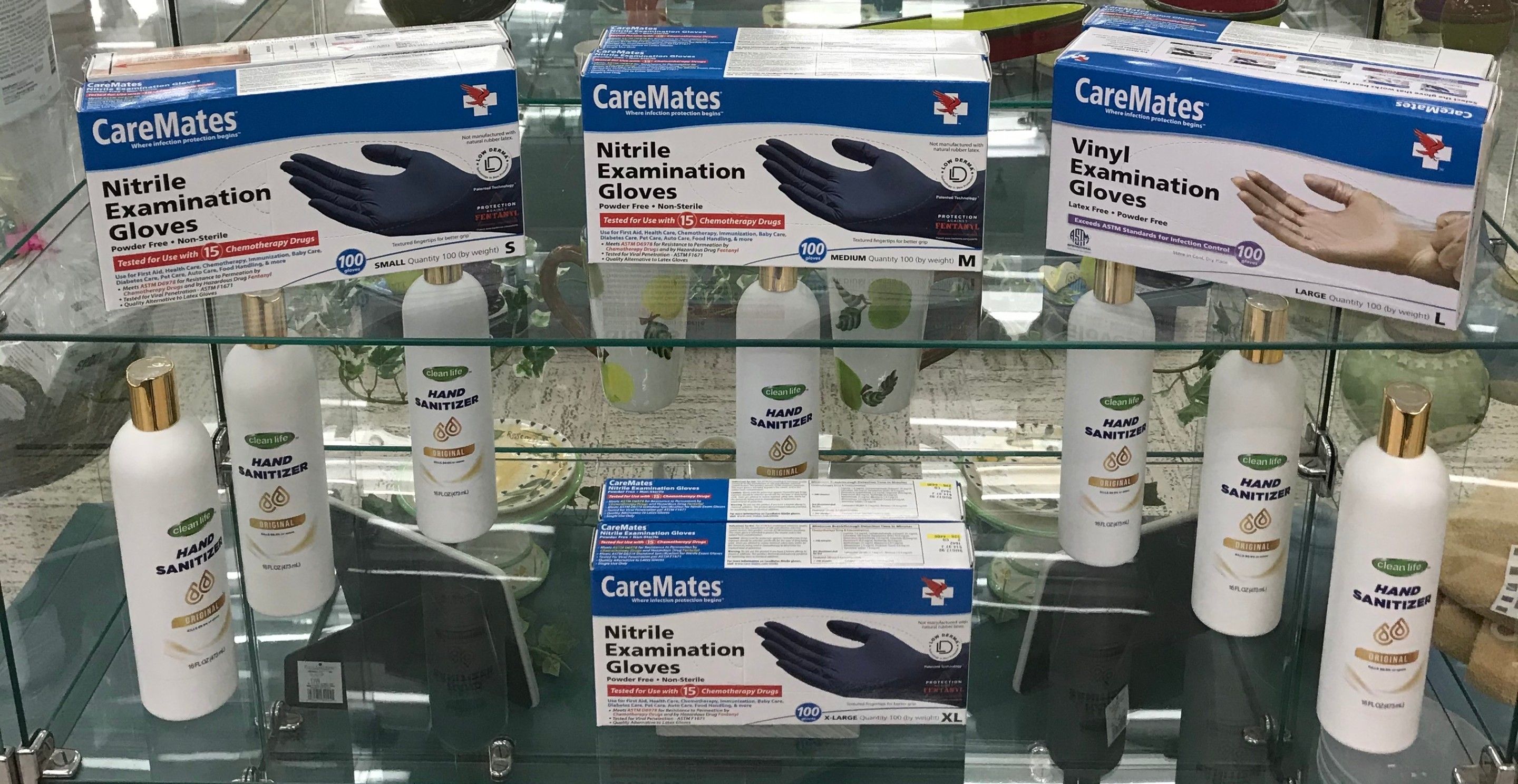 We can add these and hand sanitizer to your curbside order pickup! We Have Gloves Available!