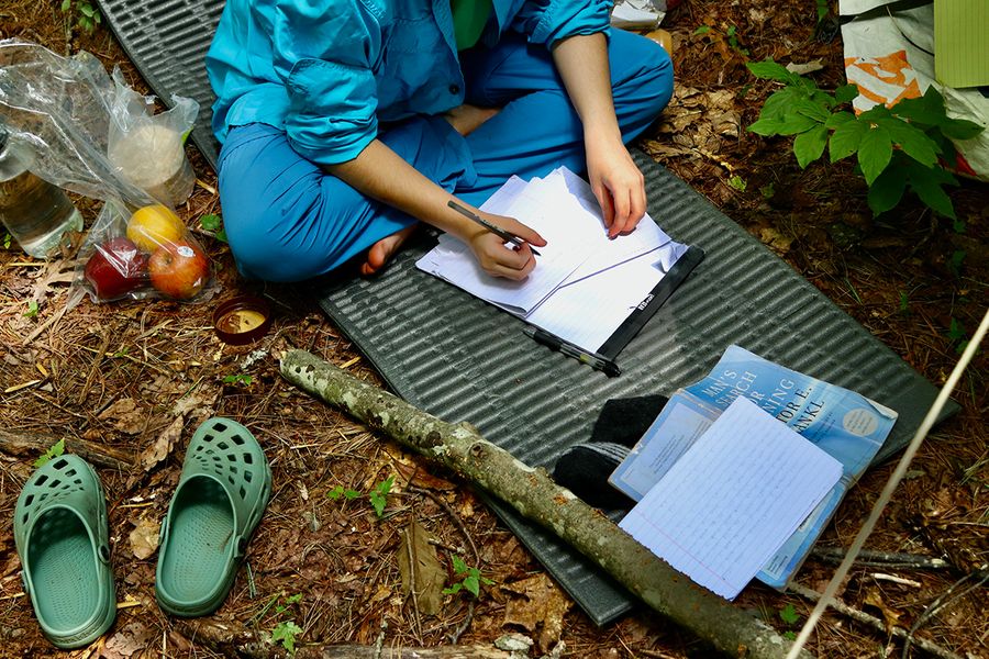 Image of a camper studying