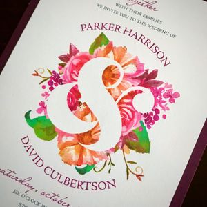 ampersand with colorful, bright watercolor florals