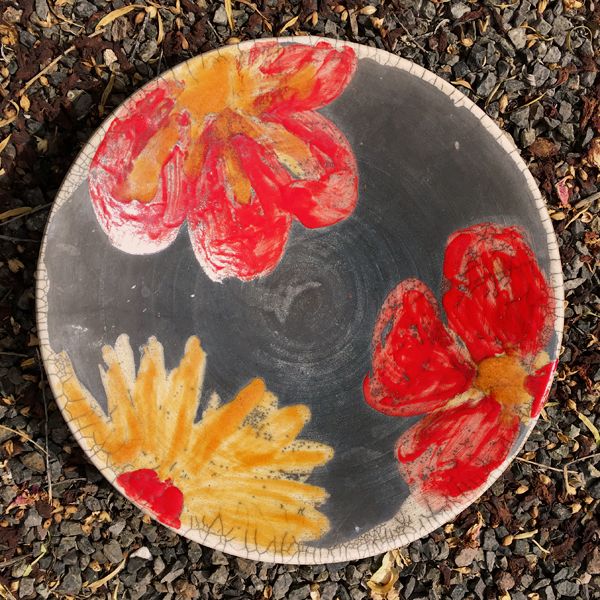 Red Poppy, Yellow Cosmos Serving Bowl