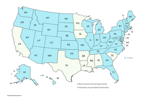 State Licenses Map Promise Pharmacy 02102025.png