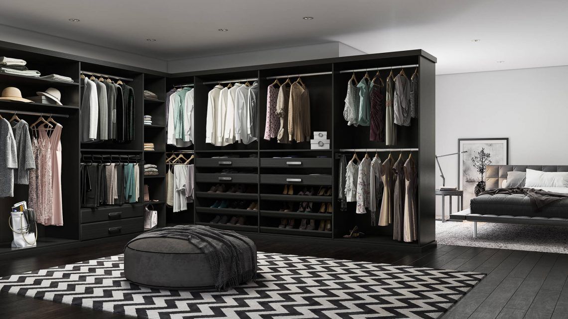 When you’re in the mood for something modern and bold, the Brio Collection answers the call. Sleek corners and clean edges surround the system of flat-front doors and drawers. Display your carefully curated wardrobe against a clean finish for a timeless look. BRIO COLLECTION
