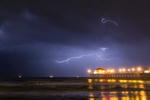 Lighting over Huntington Beach Pier Lighting in HB