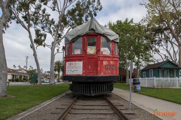Original red car in Seal Beach Pacific Electric Railway