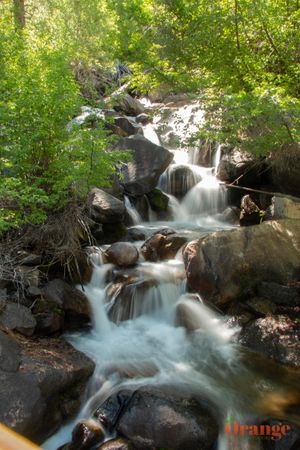 Waterfall along trail Big Pine Lakes