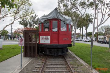 Original red car in Seal Beach Pacific Electric Railway