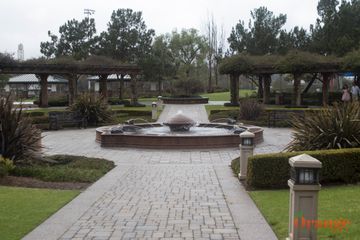 Water fountain with surrounding pergola Bill Barber Memorial Park