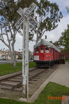 Original red car in Seal Beach Pacific Electric Railway