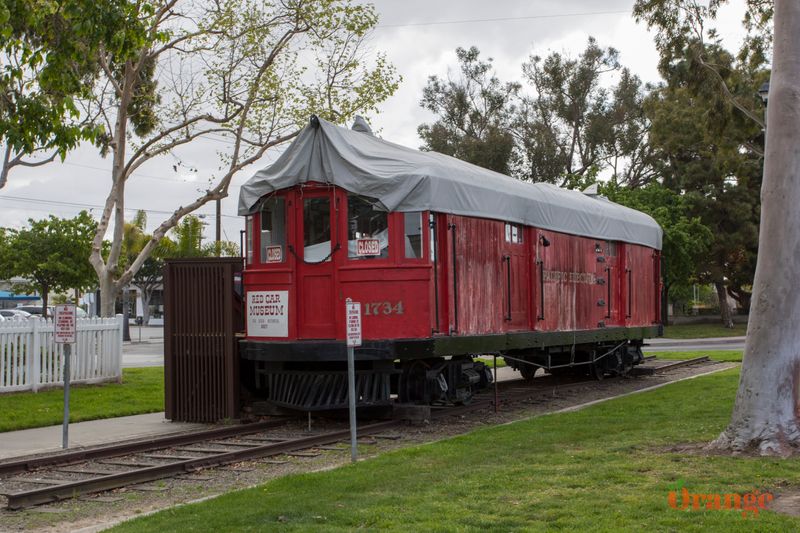 Original red car in Seal Beach Pacific Electric Railway