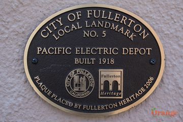 Plaque in Fullerton Pacific Electric Railway