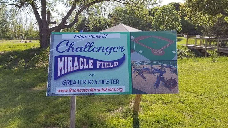 Future home of Challenger Miracle Field of Greater Rochester Challenger Miracle Field Sign