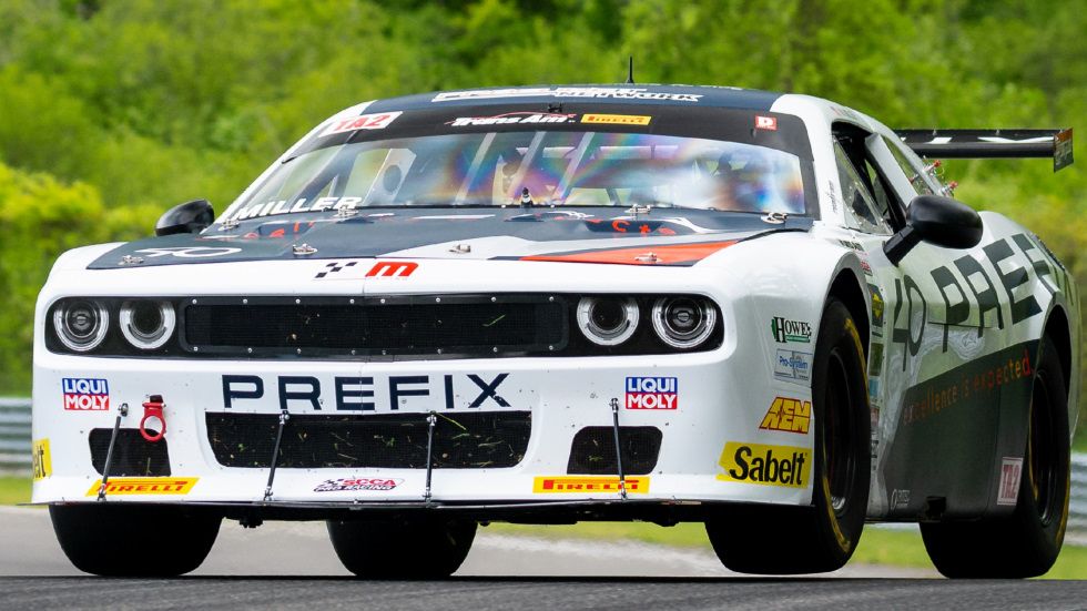 Marc Miller in the PREFIX #40 Stevens-Miller Racing Dodge Challenger 