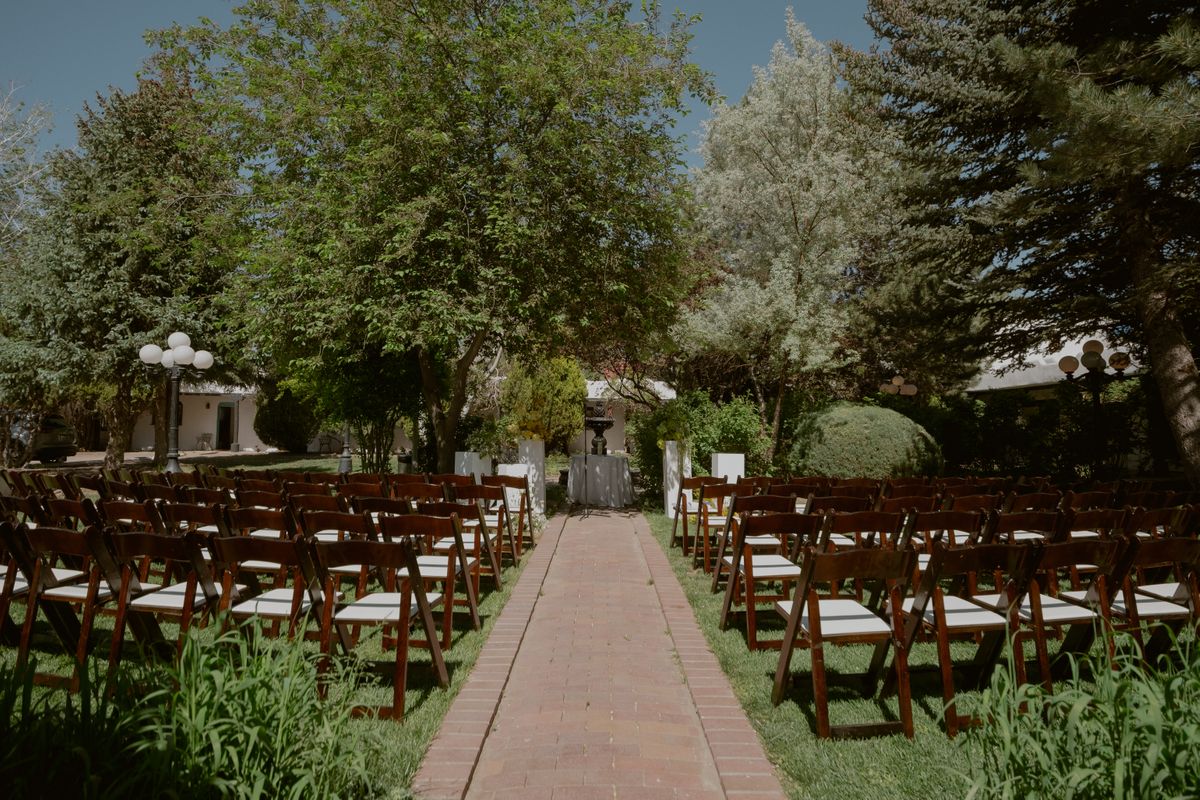 Ceremony chair setup in the Alamo Court