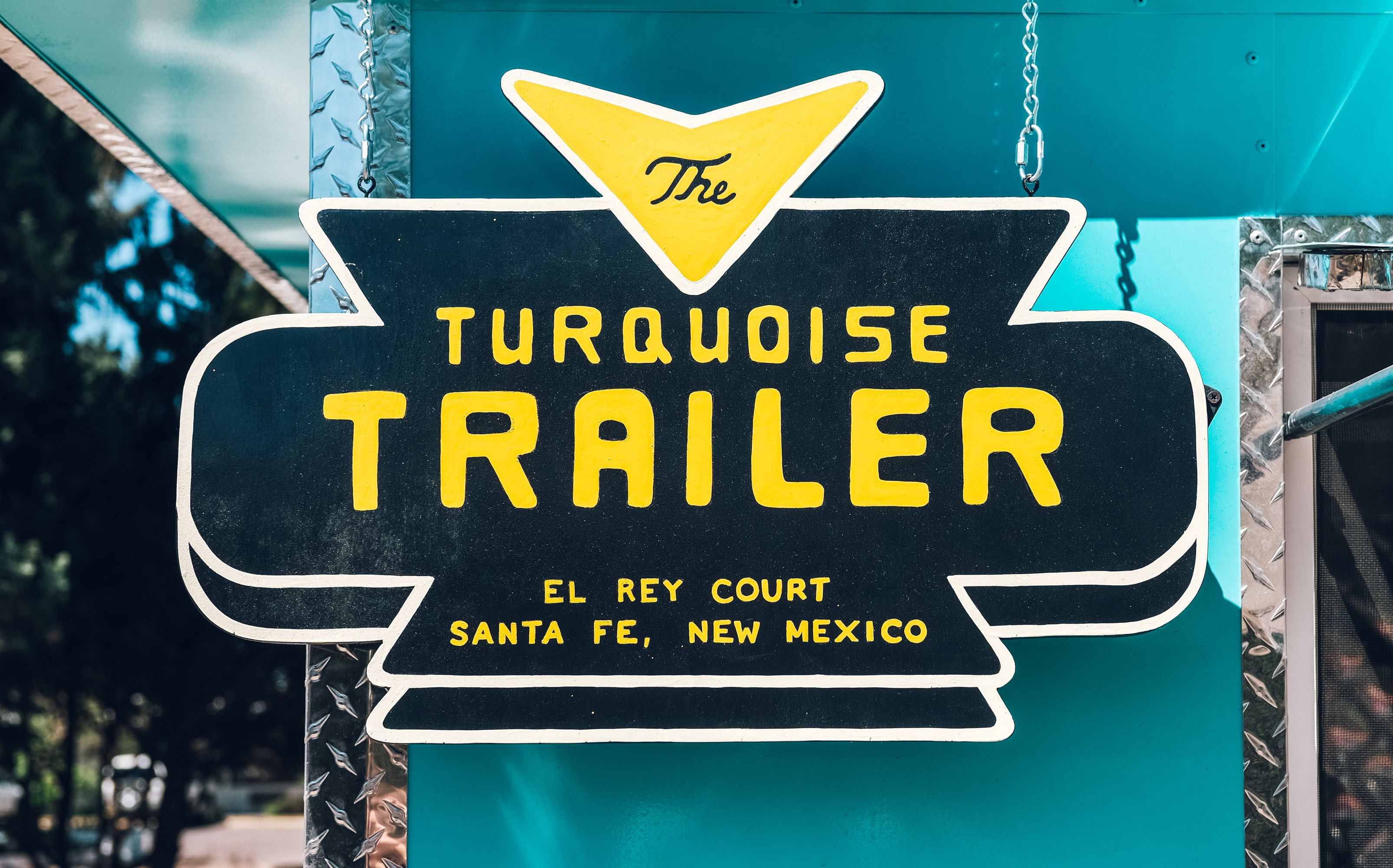 Turquoise Trailer food truck sign 