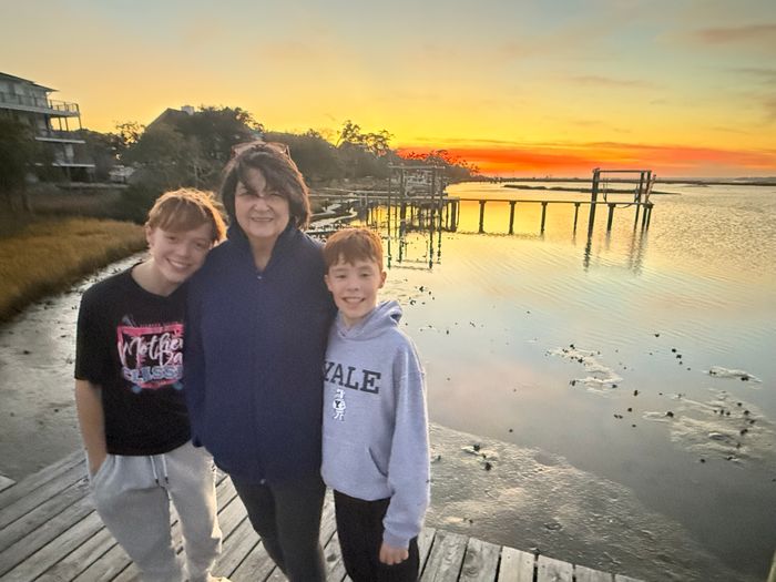 Jane O’Hara and her grandsons enjoying the beach