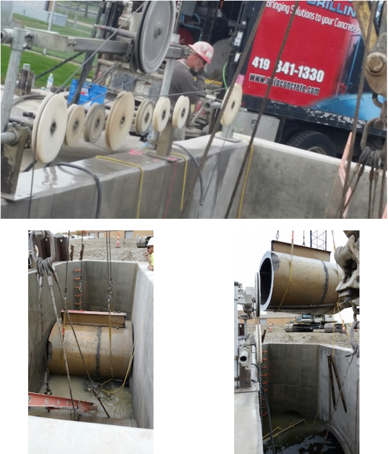 Concrete Wire Sawing – 76” x 48” Concrete Pipe