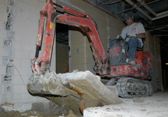 Concrete Demolition With Electric Mini-Excavator 
