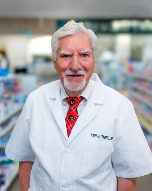 Ken has been a Lacey's pharmacist since 2014 and has decades of community pharmacy experience. A graduate from the University of Georgia, Ken practices at all three Lacey's pharmacy locations. Ken Guthrie