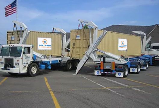Loading and Unloading Conex Containers from Sidelifter Trailer