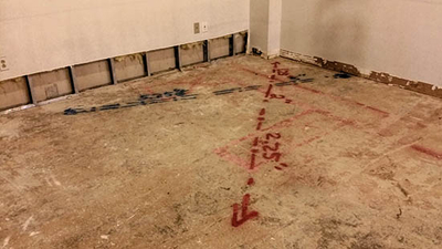 This image shows the water line (Blue) and conduit (Red-live conduit) (Black-abandoned conduit) marked out on site. GPR-Utility-Line-Scan-Prior-to-Saw-Cutting-Beachwood-OH.jpg