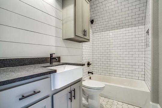 Decatur, Texas Custom Bathroom with Subway Tile and Shiplap