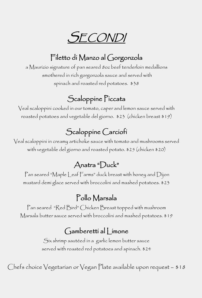 Menu - Venetian Hot Plate