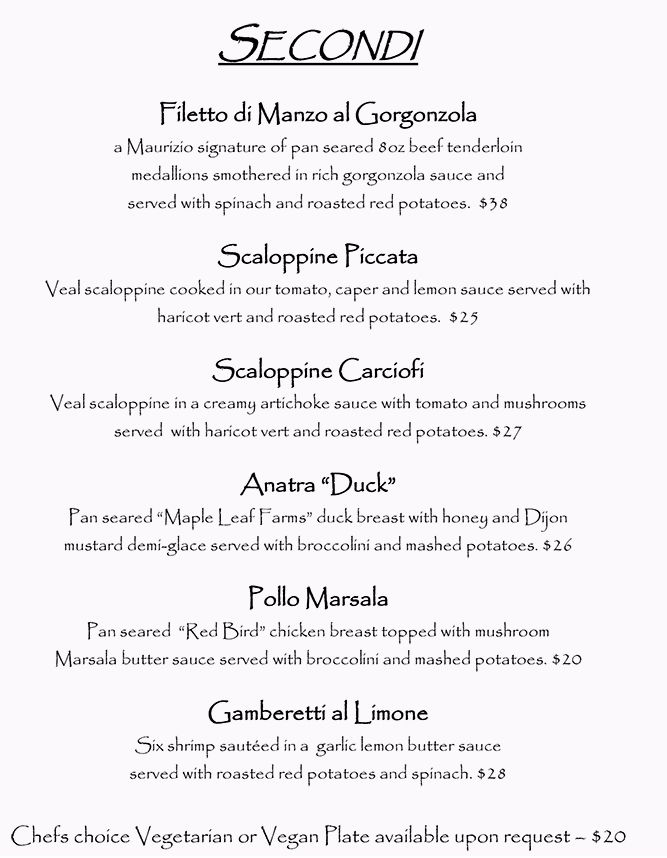 Menu - Venetian Hot Plate