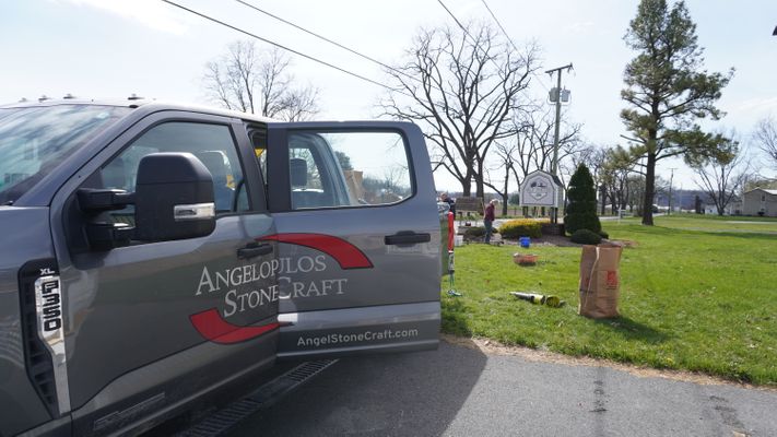 Angelopulos StoneCraft Work Truck – Professional Concrete Landscape Curbing Services