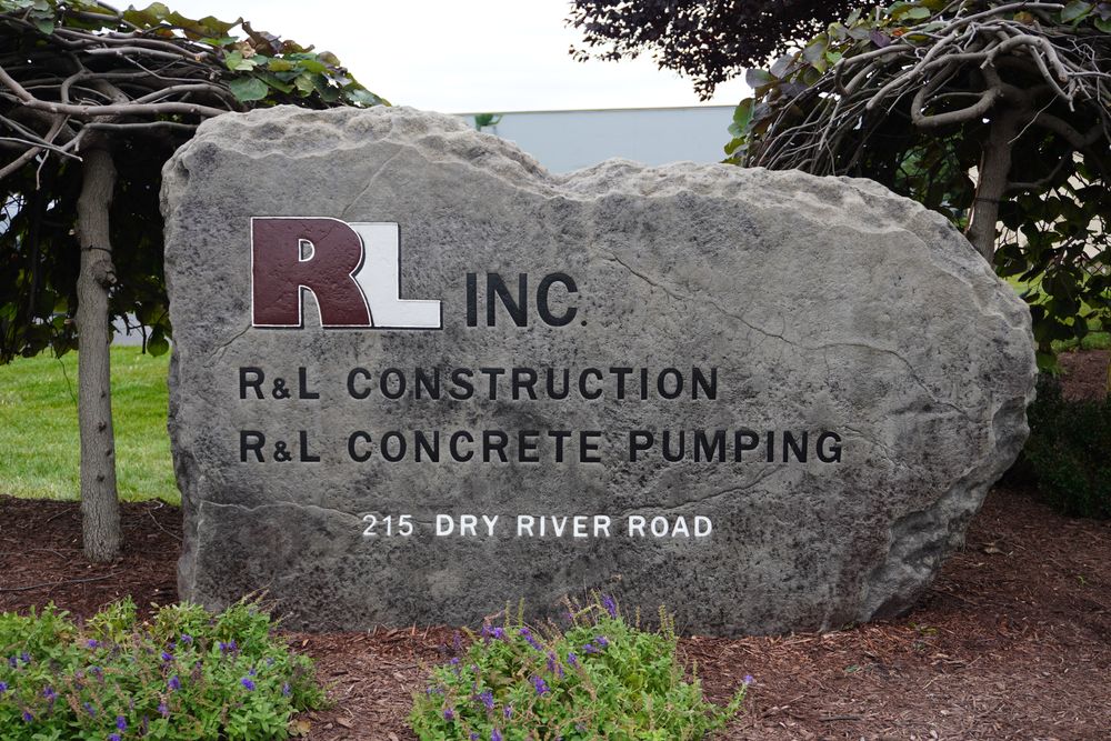 R&L Construction and Concrete Pumping Stone Sign