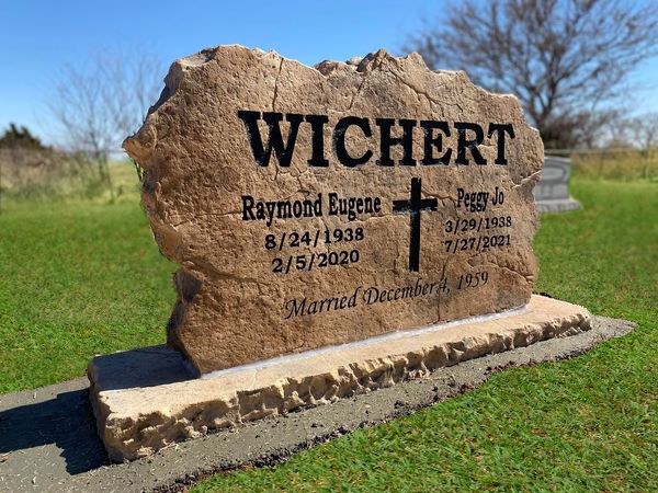 Family Name Memorial Headstone with Cross Engraving