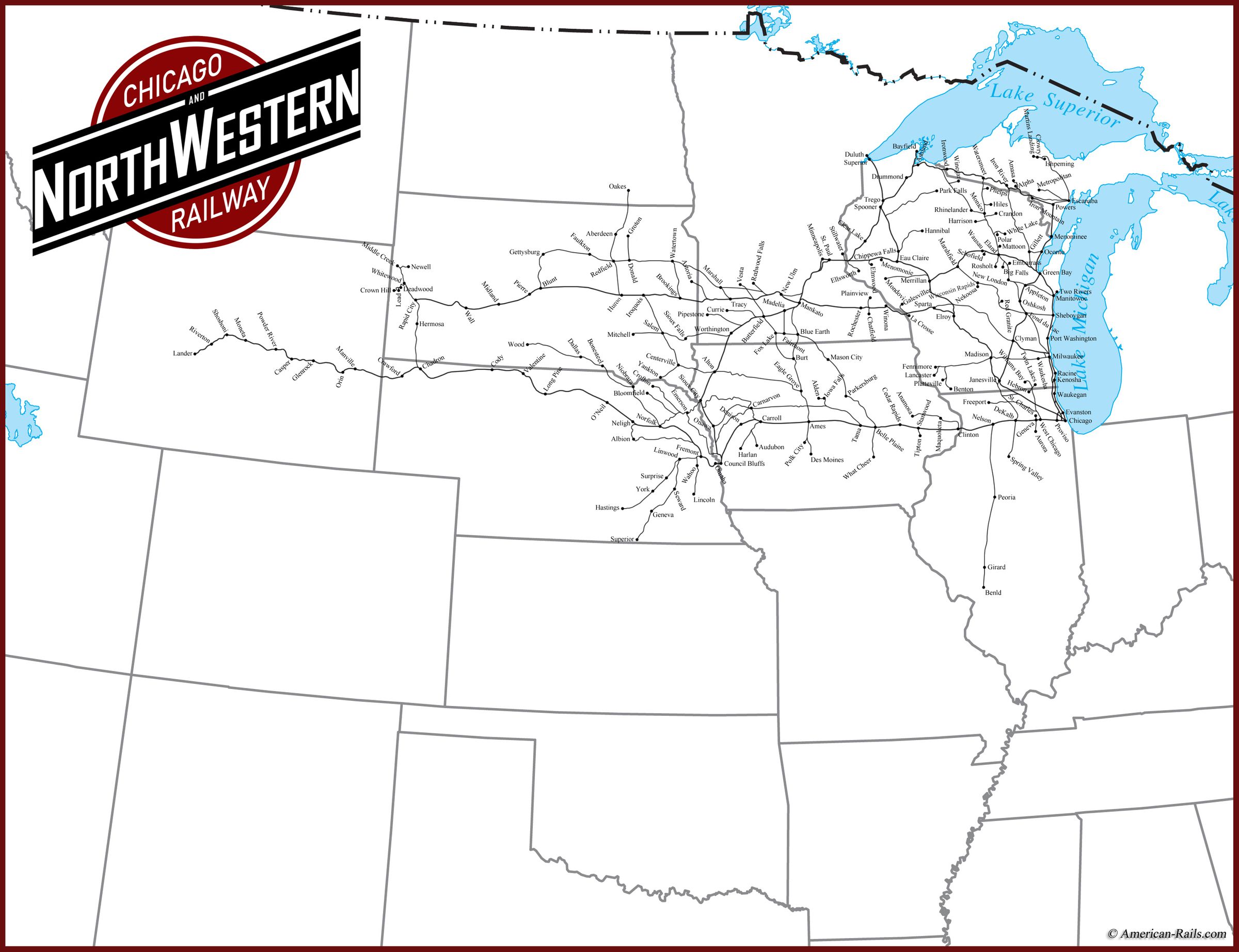 map of Chicago Northwestern Railway