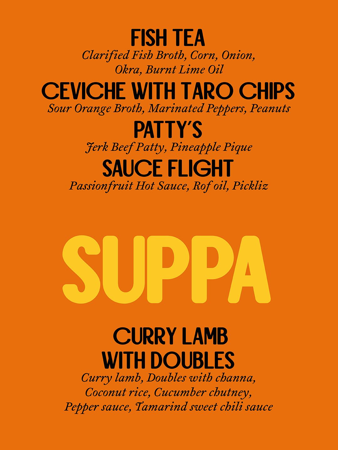 Sample Suppa Menu