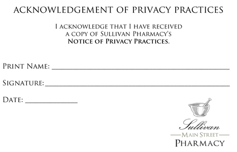 Acknowledgement of Privacy Practices