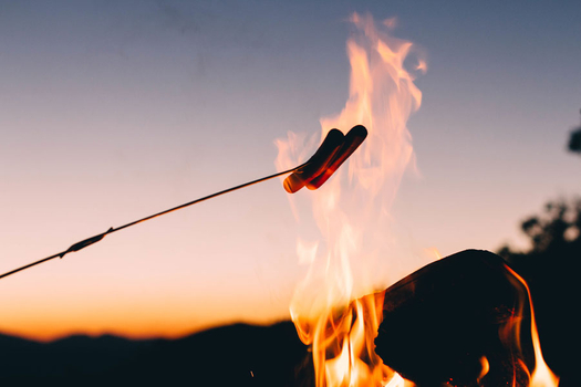 Roasting hotdogs Hot Dog on a Stick
