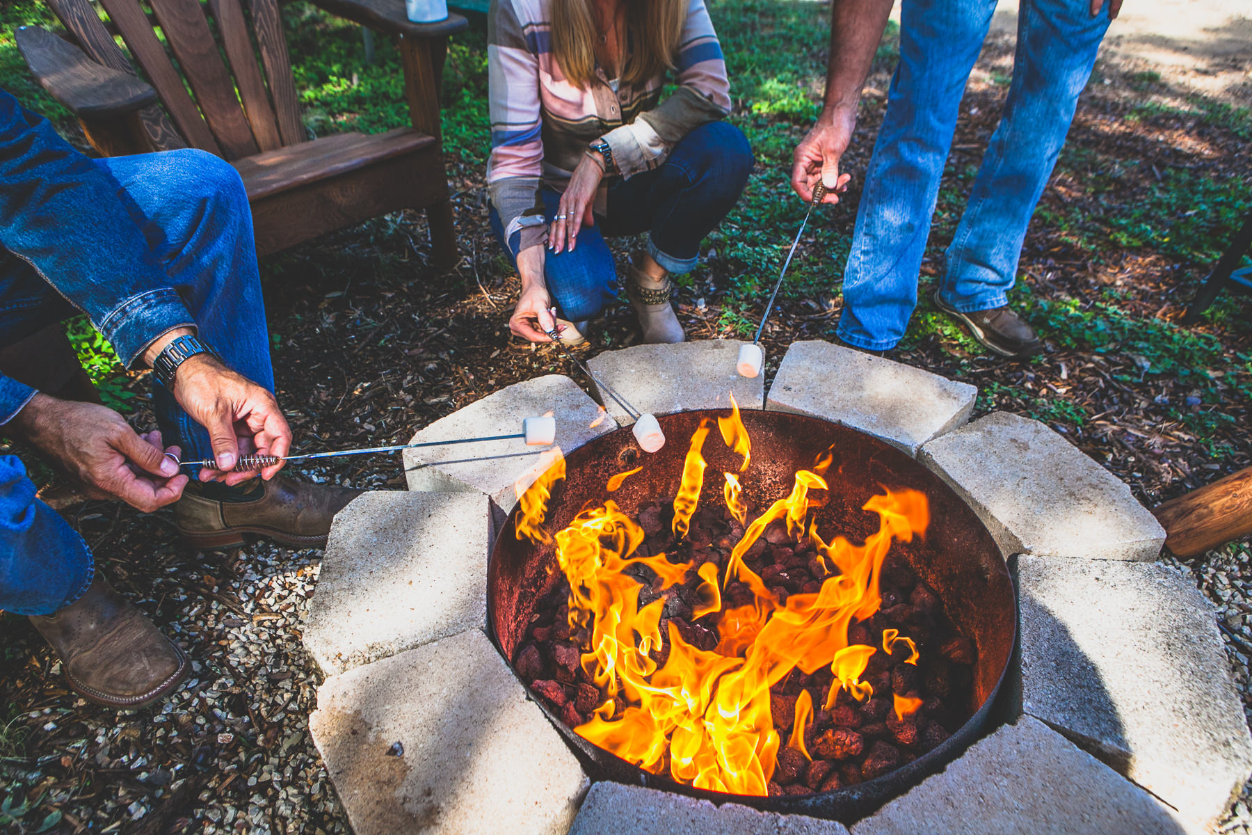 Enjoy the many fire pits around MQ Roasting Smores at Mystic Quarry in Canyon Lake, TX