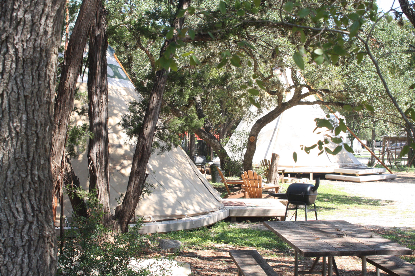 tipi setup luxury camping near gruene