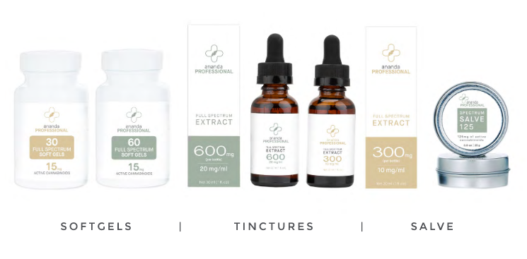 Ananda Professional at EP Pharmacy Ananda Professional’s Tinctures, Softgels & Salves