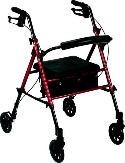 Rollator 4 wheels black and red