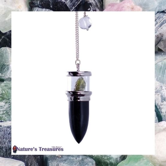 Black Tourmaline & Moldavite Pendulum