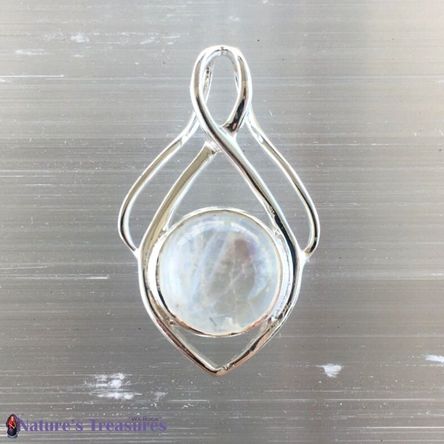 Rainbow Moonstone Sterling Silver Pendant
