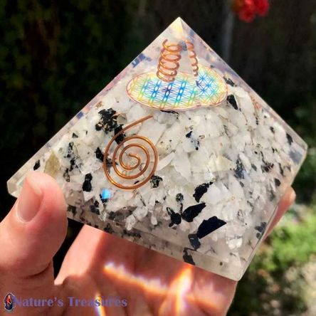 Rainbow Moonstone Orgonite Pyramid