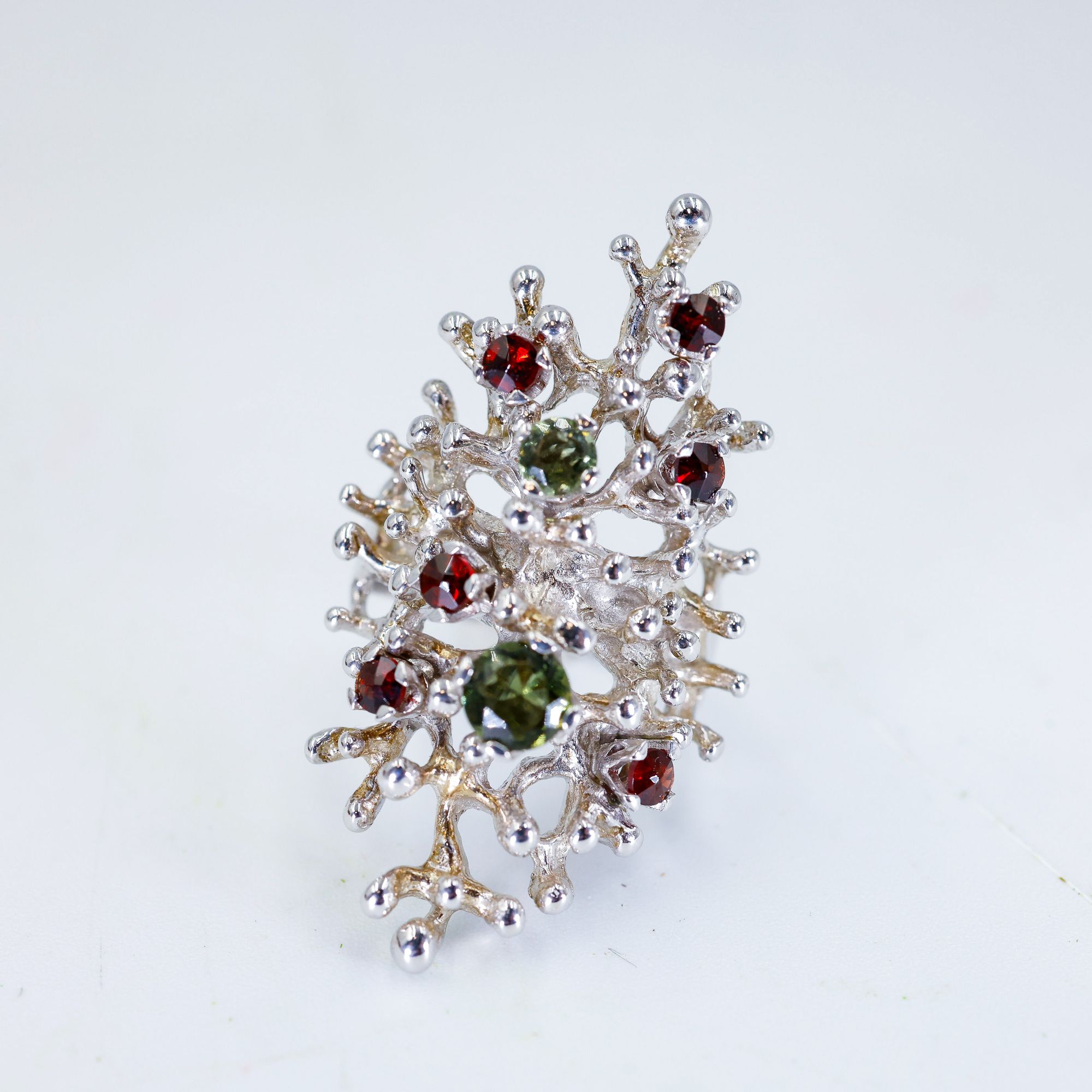 Trunk show 2026- Moldavite and Garnet Sterling Silver Ring-2.jpg