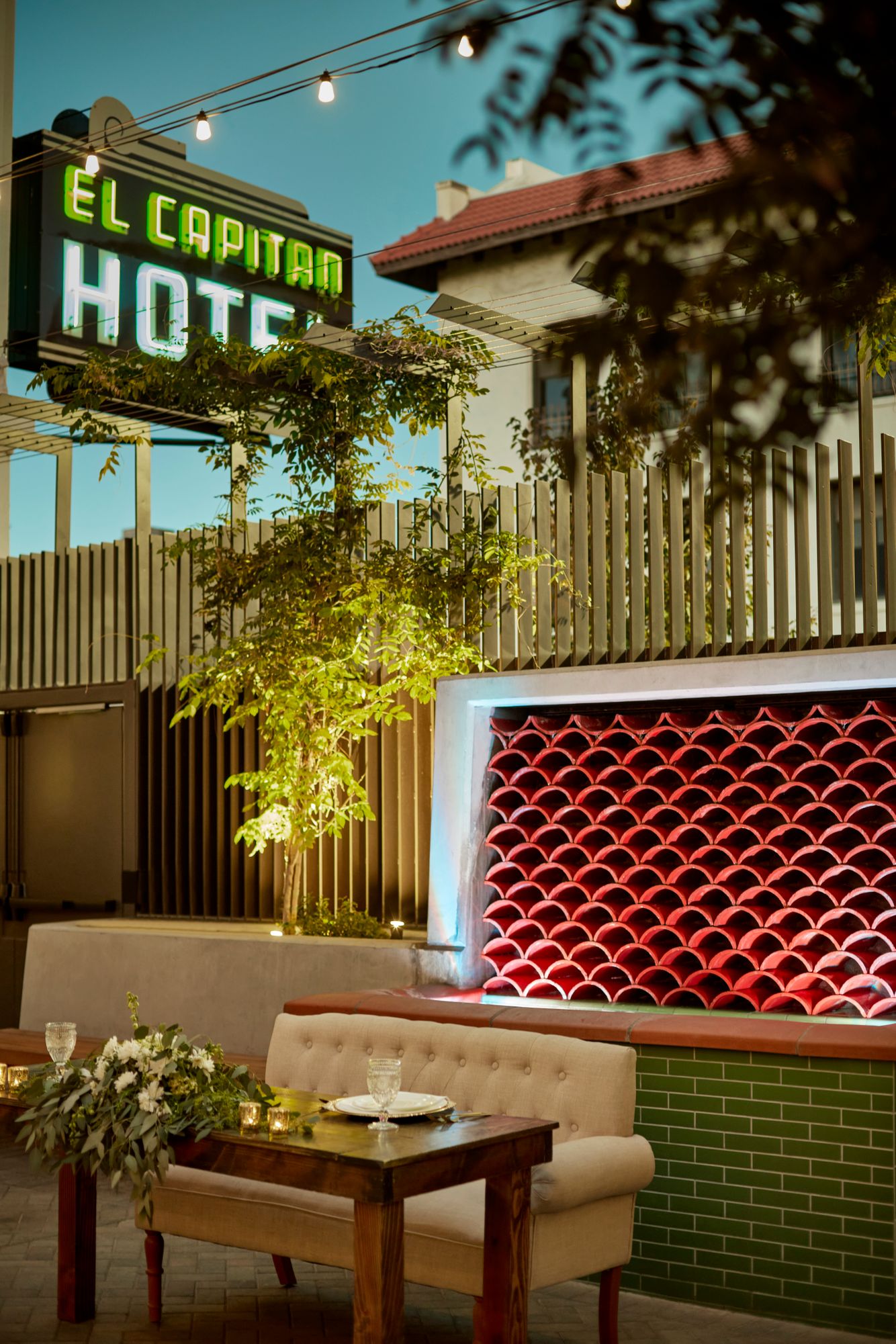 Courtyard at El Capitan Hotel in Merced California